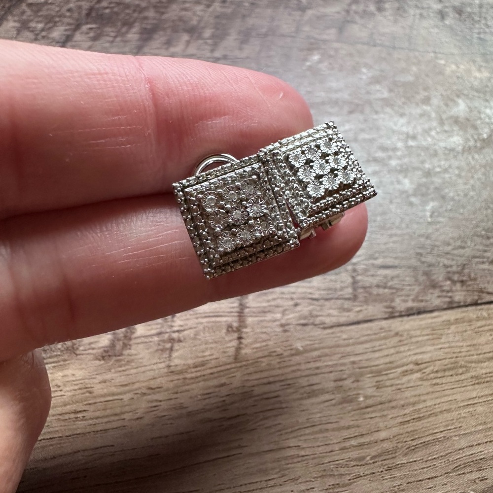 Square Diamond Pave Earrings - Picture 3 of 8